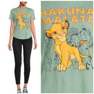 Disney Ladies Lion King Fashion Shirt  Curved Hem Tee top new olive green